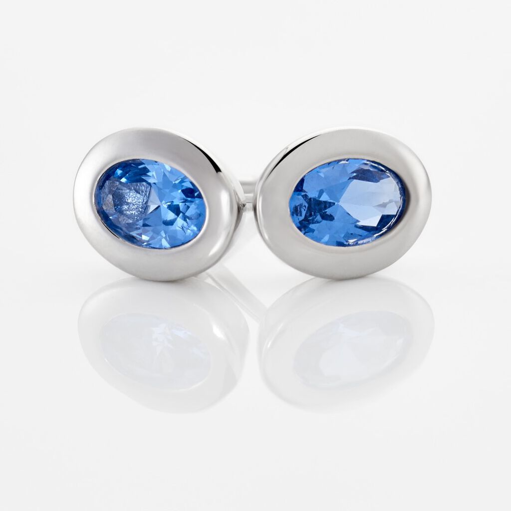 Olivia Damen Ohrstecker Silber 925 Glas Blau Oval