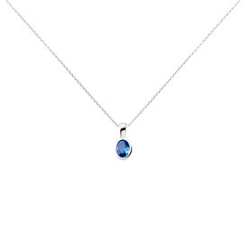 Damen Halskette Silber 925 Glasstein Blau Oval Olivia - Ketten mit Anhänger Damen | OROVIVO