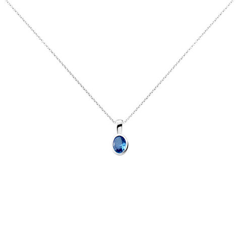 Damen Halskette Silber 925 Glasstein Blau Oval Olivia - Halsketten Damen | OROVIVO