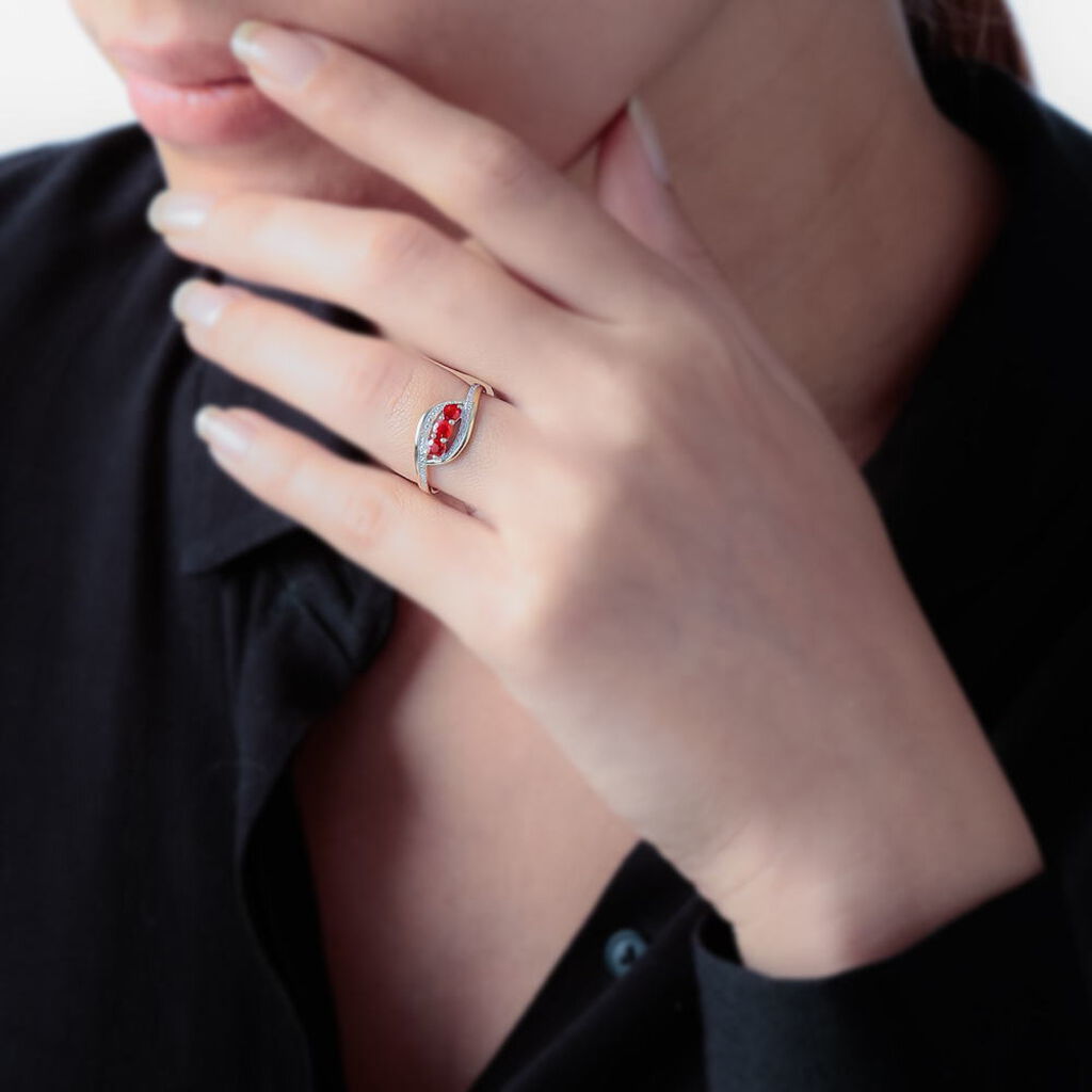 TRILOGIE PRECIEUSE Damen Ring Gold Bicolor 375 (9 Karat) Rubin Rot 0,48 ct Oval