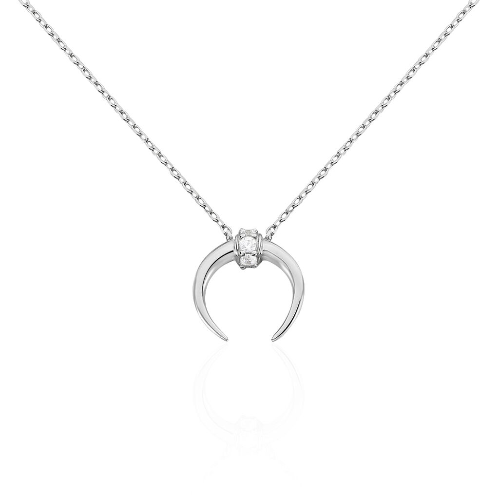 WARBA Damen Collier Silber 925 Zirkonia Wei&szlig; Horn