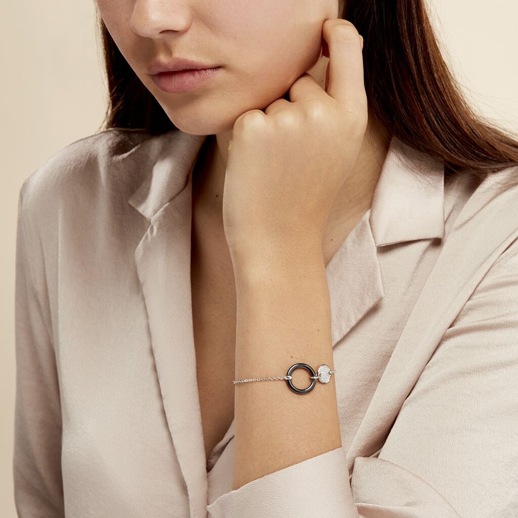 Bracelet Issara Argent Blanc Céramique Et Oxyde De Zirconium - Spannringe Damen | OROVIVO