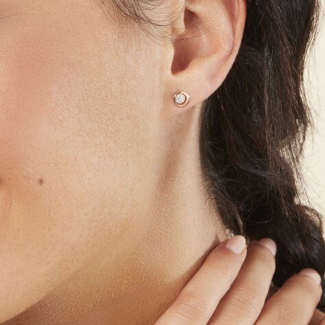Damen Ohrstecker Roségold 375 Diamanten Kreis Rosa - Ohrstecker Damen | OROVIVO