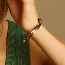 Damen Armreif Messing Gold 750 plattiert Bicolor - Armreifen Damen | OROVIVO