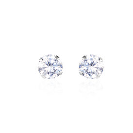 Damen Ohrstecker Weißgold 375 Zirkonia 5mm - Ohrstecker Damen | OROVIVO