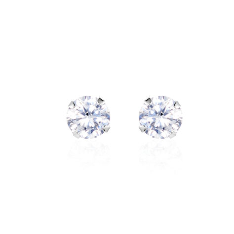 Damen Ohrstecker Weißgold 375 Zirkonia 5mm - Ohrstecker Damen | OROVIVO