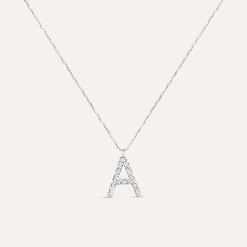 Collana Diamond Letters Oro Bianco Diamante - Spannringe Damen | OROVIVO