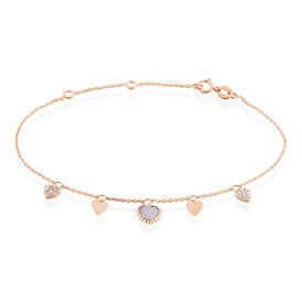 Damen Charmarmband Gold 375 Zirkonia Perlmutt Herz - Charmarmbänder Damen | OROVIVO