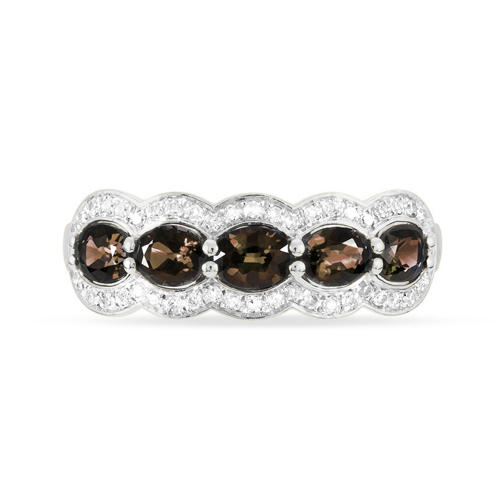 Bague Margaux Or Blanc Quartz Et Diamant - Spannringe Damen | OROVIVO