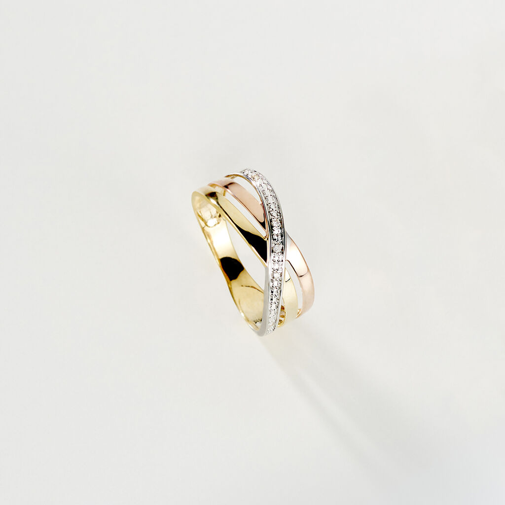 THANAIS Damen Ring Rosegold 375 (9 Karat) Zirkonia Wei&szlig;