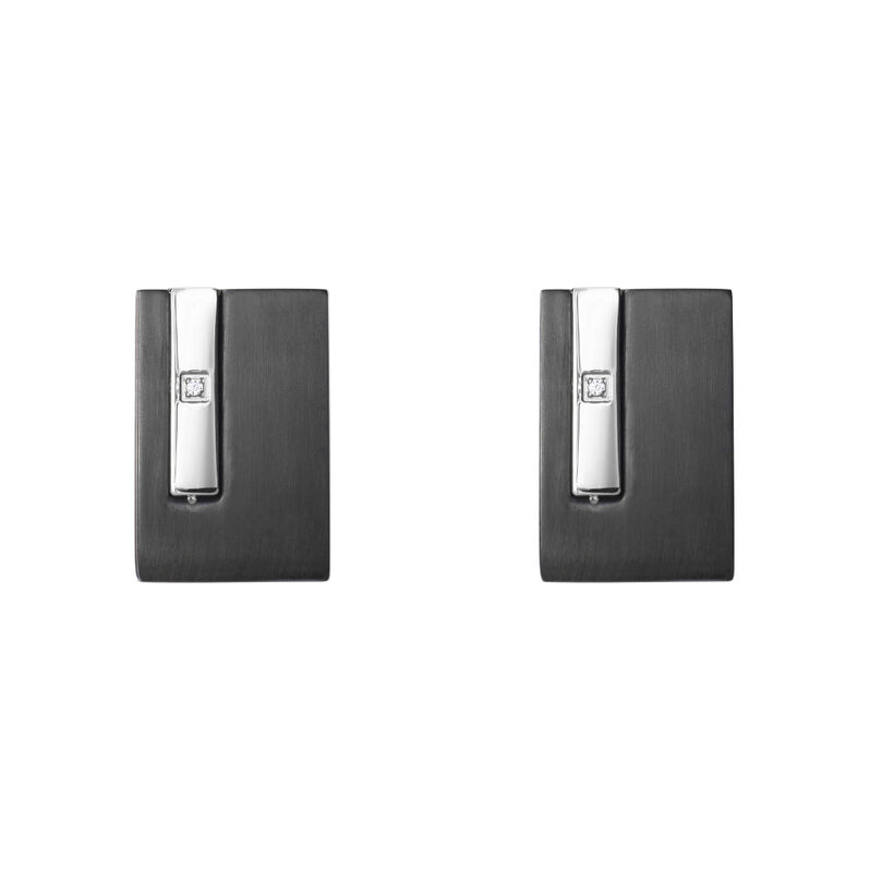 Gemelli Man Code Acciaio Bicolore Bianco / Nero Cristallo - Spannringe Herren | OROVIVO