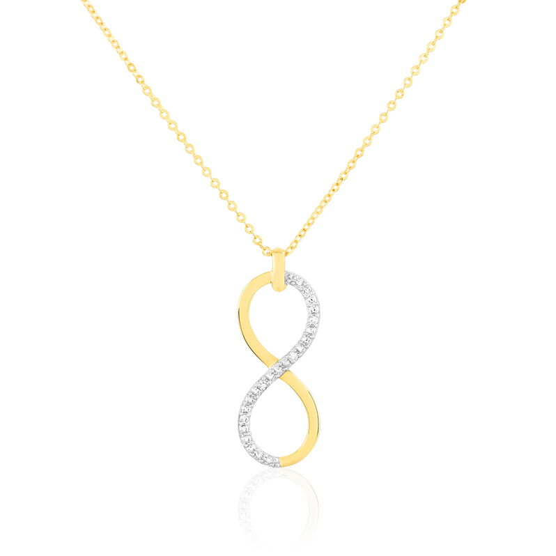 INFINO Damen Collier Gold 375 (9 Karat) Diamant Wei&szlig; 0,01 ct Unendlichkeit - Halsketten Damen | OROVIVO
