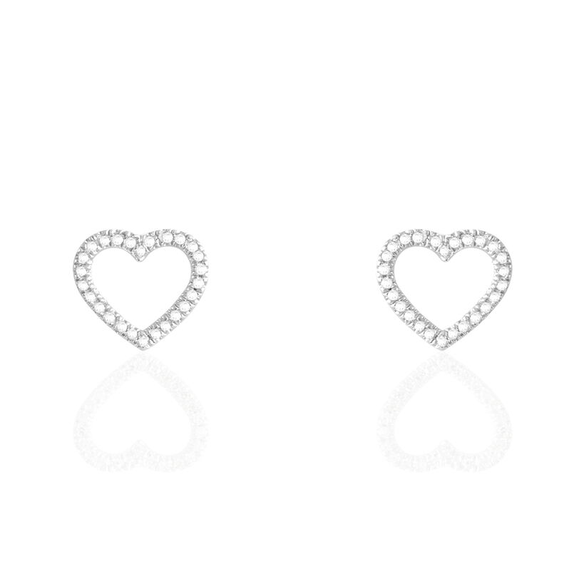 Boucles D'oreilles Puces Eglentyne Or Blanc Diamant - Spannringe Damen | OROVIVO