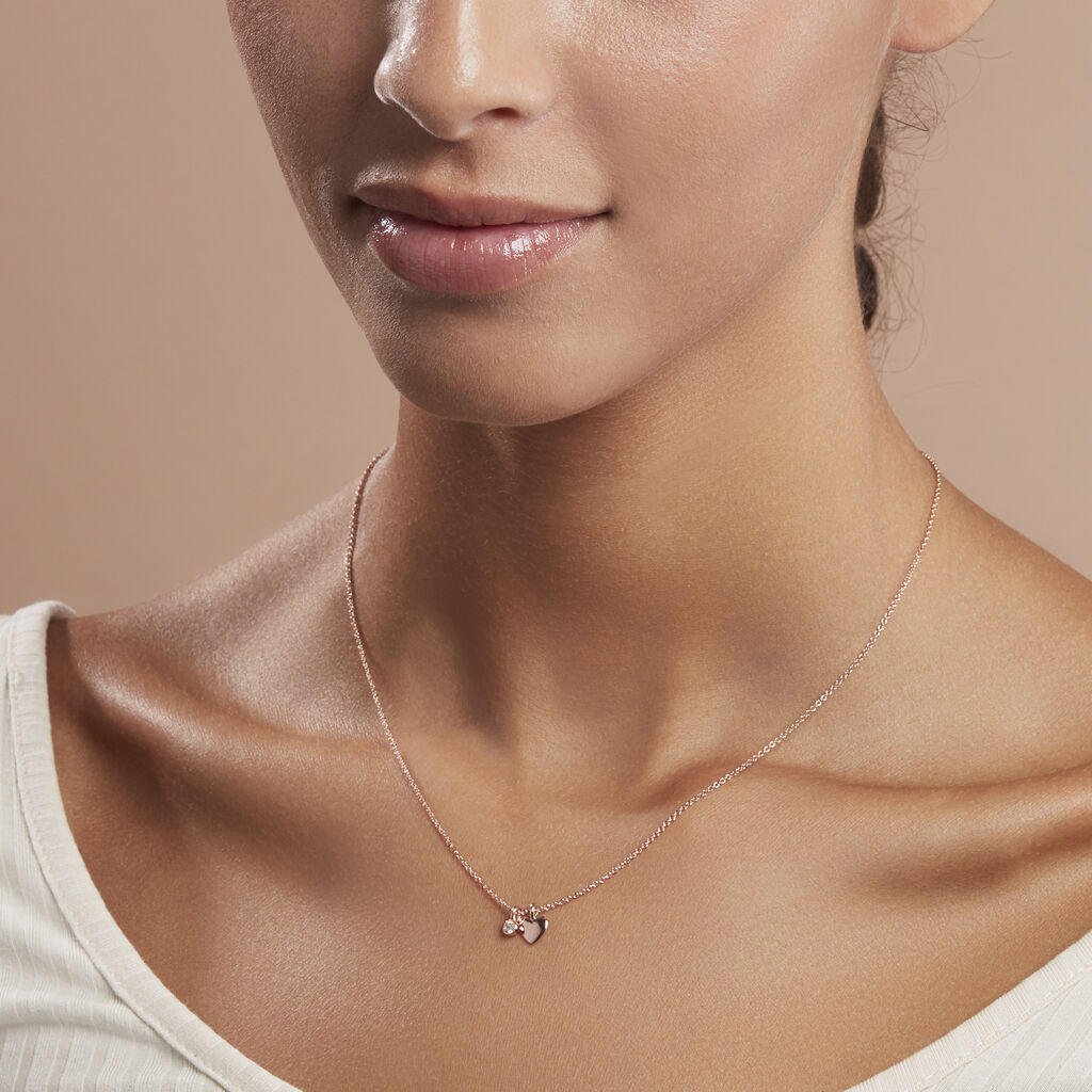 Damen Collier Silber rosevergoldet 925 Zirkonia Herz Vojna 2 - Halsketten Damen | OROVIVO