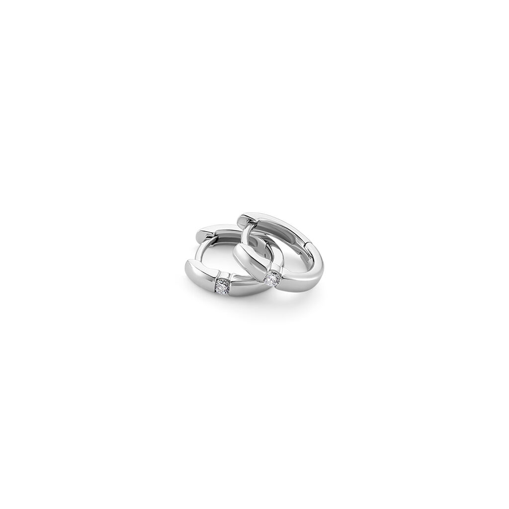 Damen Creolen Weißgold 585 Rund Weiß Sanina - Creolen Damen | OROVIVO