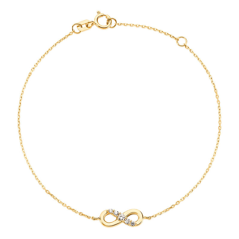 LUCIANA Damen Armband Gold 375 (9 Karat) Synthetischer Diamant Wei&szlig; 0,03 ct Unendlichkeit - Armb&auml;nder mit Anh&auml;nger Damen | OROVIVO