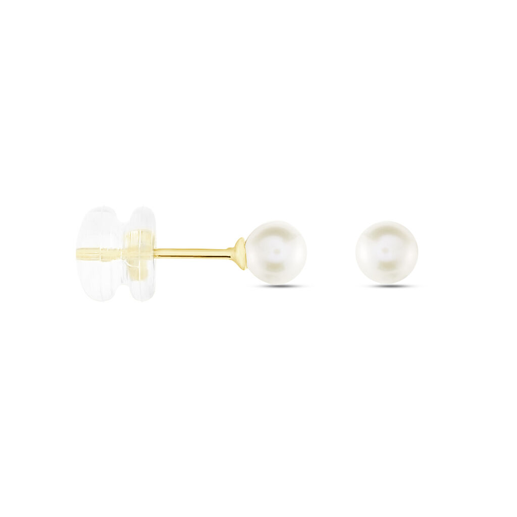 Boucles D'oreilles Puces Suki Rondes Nacres Or Jaune Perle De Culture - Spannringe Damen | OROVIVO