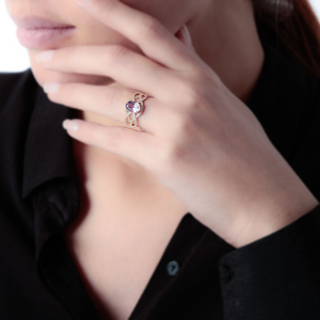 Bague Tina Or Rose Emeraude Et Diamant - Spannringe Damen | OROVIVO