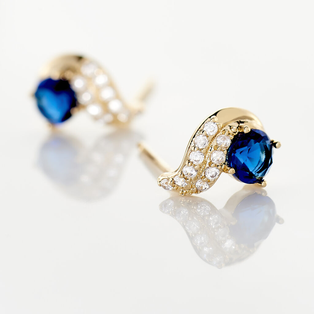 TYANA Damen Ohrstecker Vergoldet Zirkonia Blau Welle