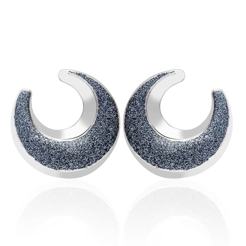 Orecchini in ottone rodiato e glitter antracite - Spannringe Damen | OROVIVO