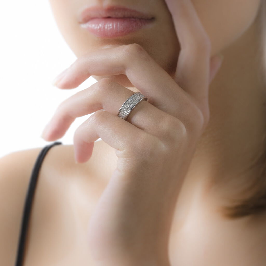 Bague Setti Or Blanc Diamant - Spannringe Damen | OROVIVO