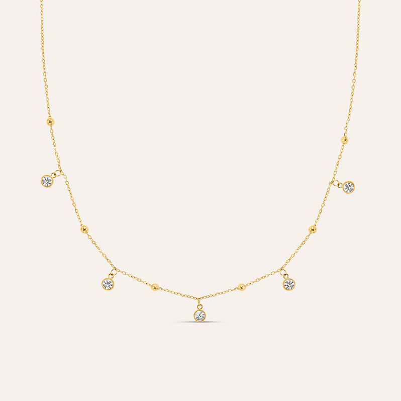 Collana Radiance Acciaio Dorato Cristallo - Spannringe Damen | OROVIVO