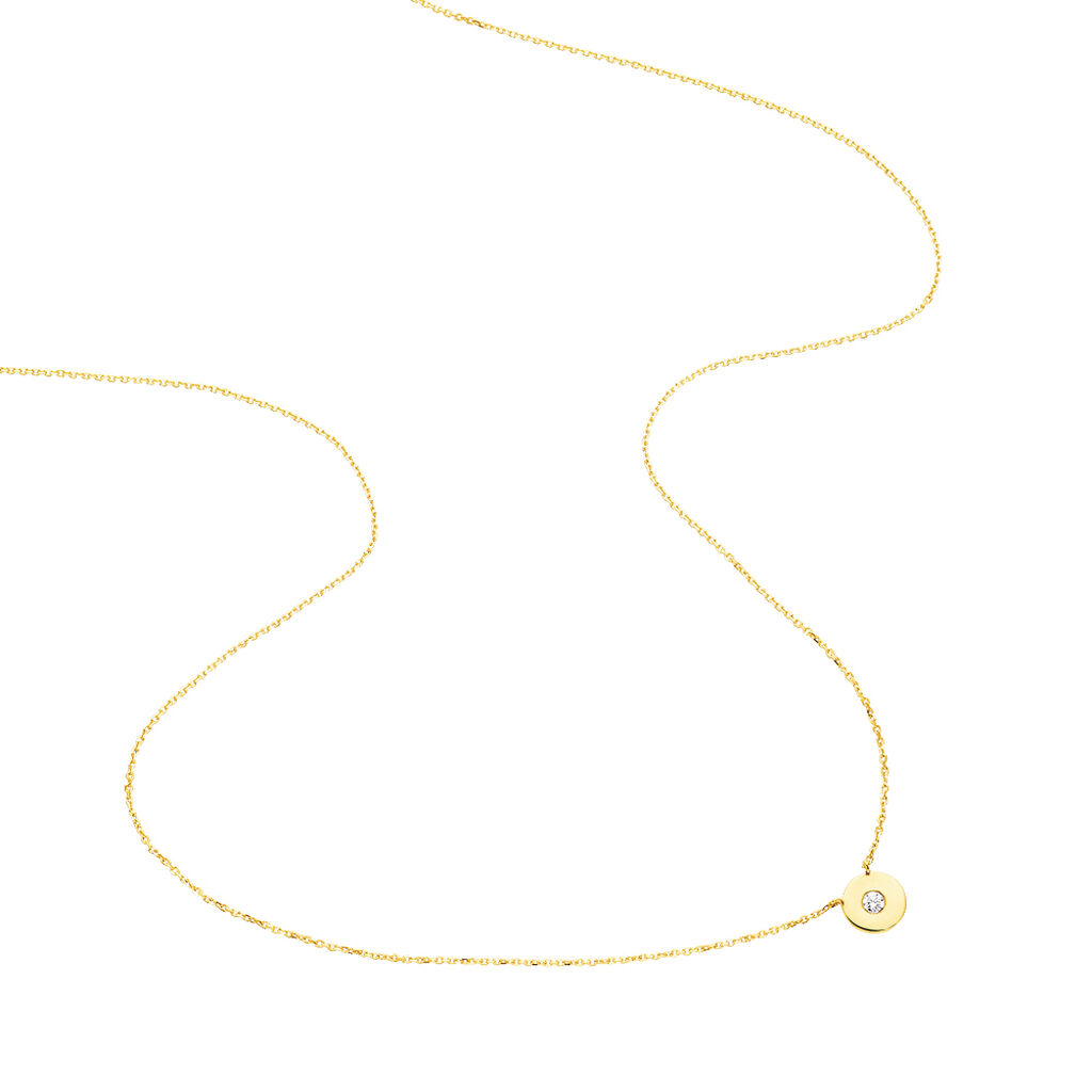 TINA Damen Collier Gold 375 (9 Karat) Diamant Weiß 0,05 ct Kreis - Halsketten Damen | OROVIVO
