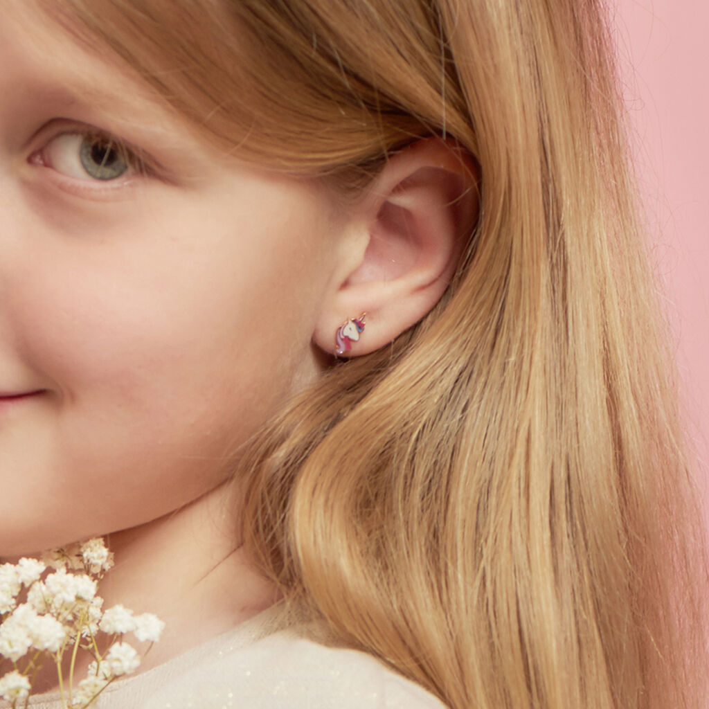 Kinder Ohrstecker 925 Silber Rosé vergoldet Einhorn Candice - Ohrstecker Kinder | OROVIVO