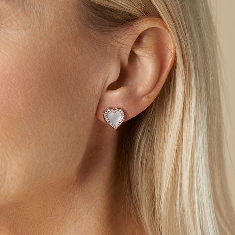 DIANNA Damen Ohrstecker Silber rosevergoldet 925 Perlmutt Rosa Perlmutt Herz - Ohrstecker Damen | OROVIVO