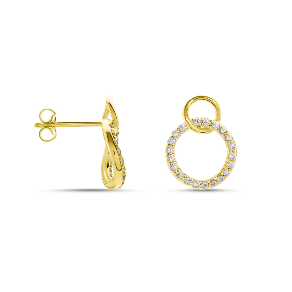 SAVANNA Damen Ohrstecker Gold 375 (9 Karat) Zirkonia Wei&szlig;