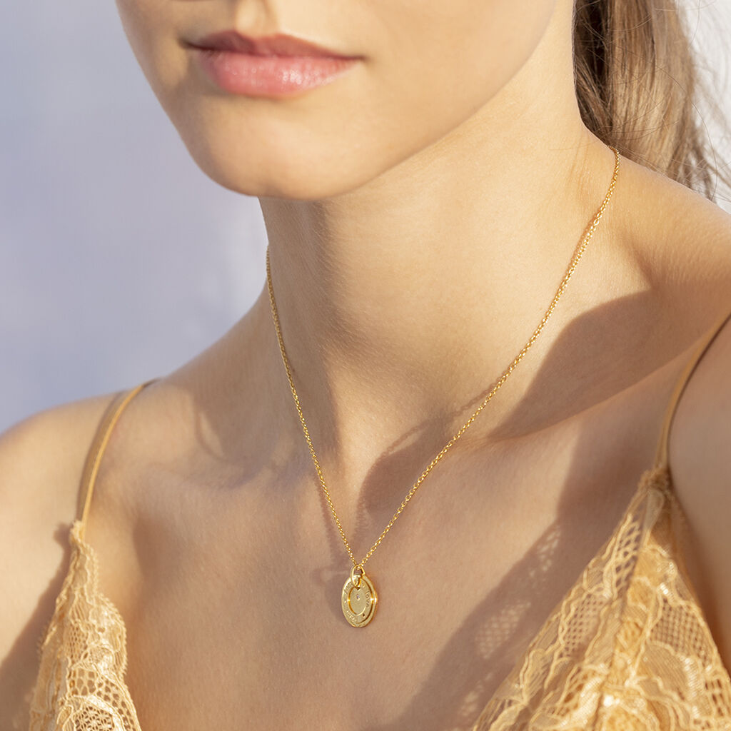 Damen Collier Silber vergoldet 925 Diamant 0,01ct Kreis Botschaft - Halsketten Damen | OROVIVO