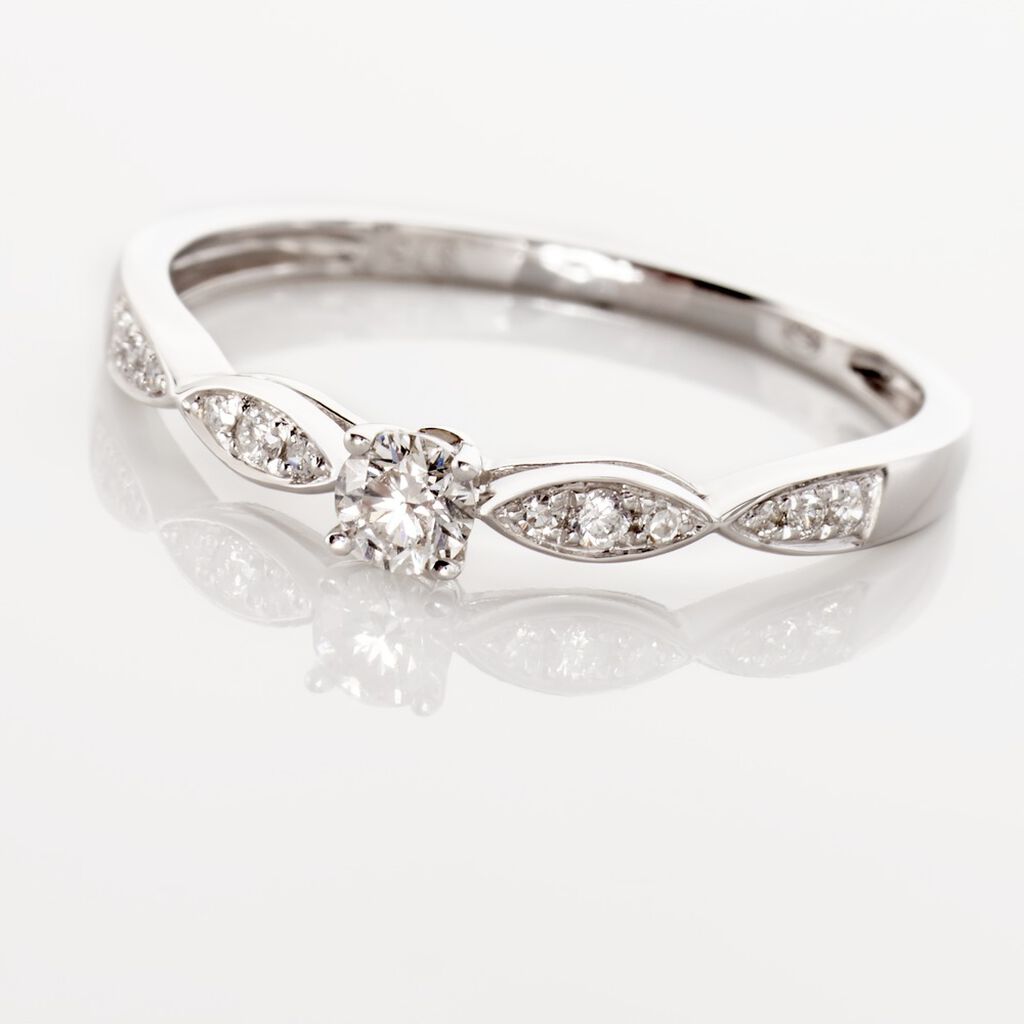Bague Solitaire Etoile Or Blanc Diamant - Spannringe Damen | OROVIVO