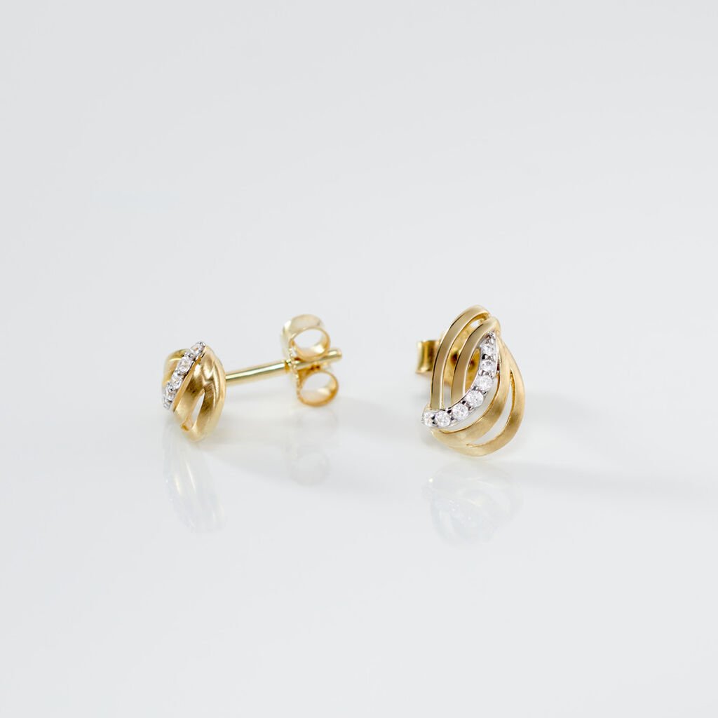 NATALI Damen Ohrstecker Gold 333 (8 Karat) Andere Steine Wei&szlig;