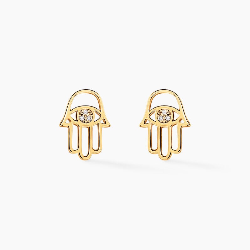 Boucles D'oreilles Puces Jamal Or Jaune Diamant - Spannringe Damen | OROVIVO