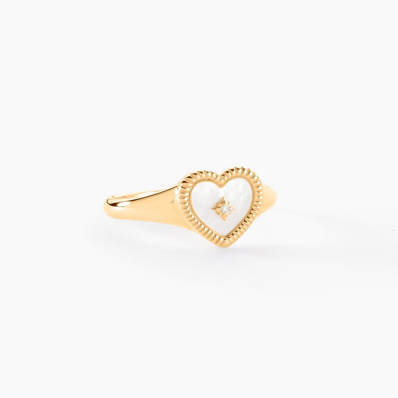 Chevalière Bronte Or Jaune Nacre Diamant - Spannringe Damen | OROVIVO
