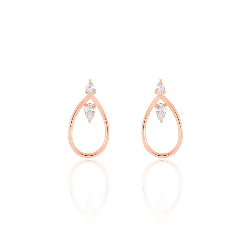 MARIE 2 Damen Ohrstecker Silber rosevergoldet 925 Zirkonia Wei&szlig; 0,08 ct Tropfen - Ohrstecker Damen | OROVIVO