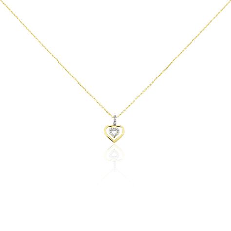 Damen Collier Gold 375 Diamant 0,07ct Herz Herz In Herz 0,95mm - Halsketten Damen | OROVIVO