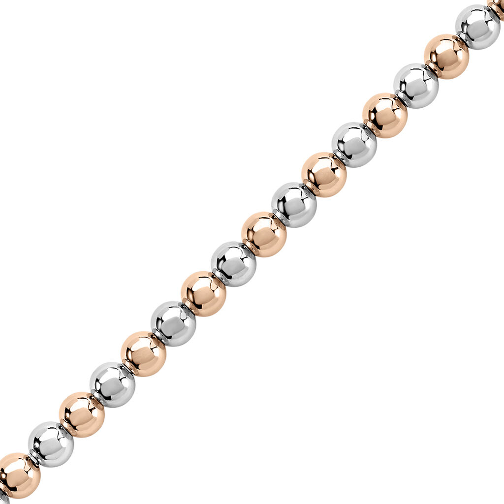 Damen Armband Silber Bicolor Silber/Roségold 925 Geometrisch Zayla 1,9cm 50mm - Kugelarmbänder Damen | OROVIVO
