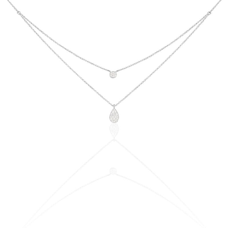 Damen Collier Weißgold 375 Diamant 0,17ct Tropfen - Halsketten Damen | OROVIVO