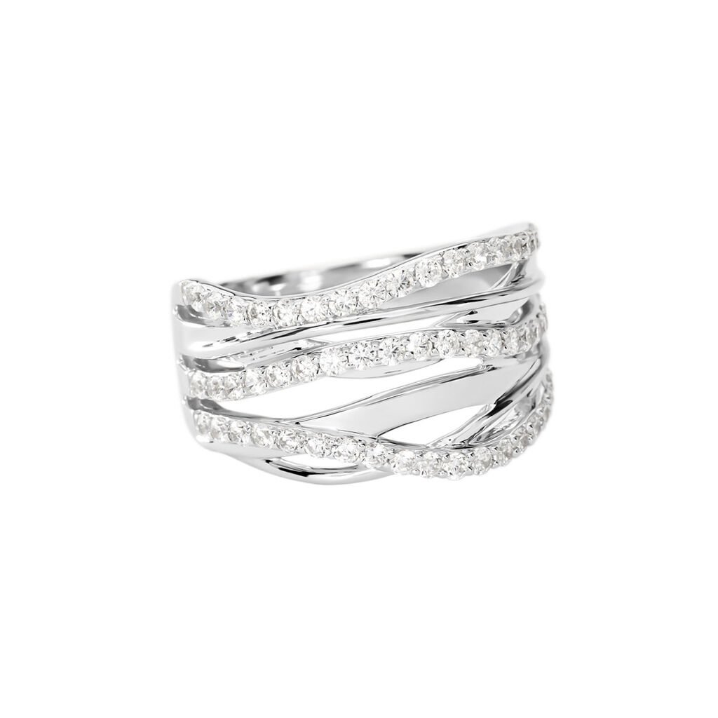 Thumbnail - Damen Ring Silber 925 Rund Weiß Geometrisch Brianna, Ring mit Stein