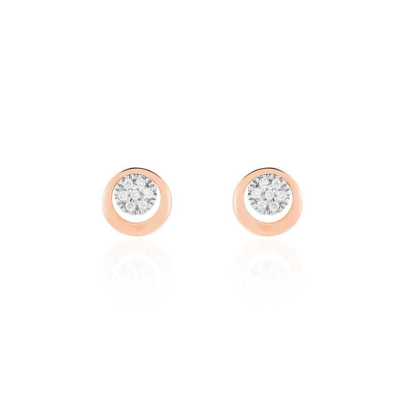 ROSA Damen Ohrstecker Rosegold 375 (9 Karat) Diamant Wei&szlig; 0,05 ct Kreis - Ohrstecker Damen | OROVIVO