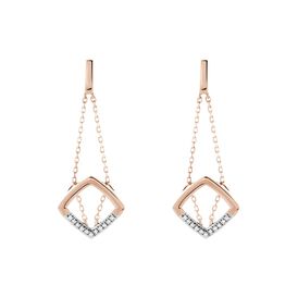 Damen Ohrhänger Roségold 375 Carré Diamanten 0,044ct Squari - Ohrhänger Damen | OROVIVO