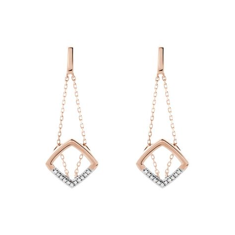 Damen Ohrhänger Roségold 375 Carré Diamanten 0,044ct Squari - Ohrhänger Damen | OROVIVO