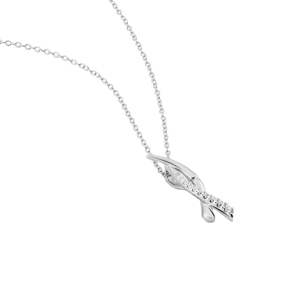 BISTRA Damen Collier Silber 925 Zirkonia Wei&szlig;