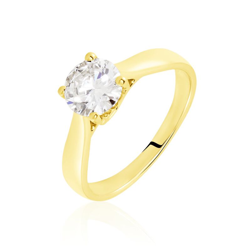Bague Solitaire Vicoeuria Or Jaune Diamant Synthétique - Spannringe Damen | OROVIVO