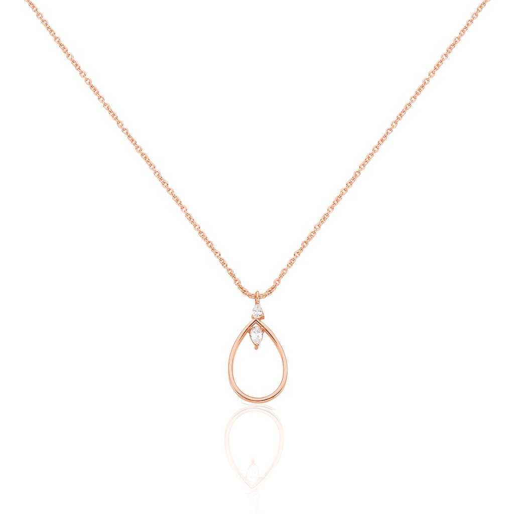 MARIE 2 Damen Collier Silber rosevergoldet 925 Zirkonia Weiß 0,060 ct Tropfen, Collier mit Stein