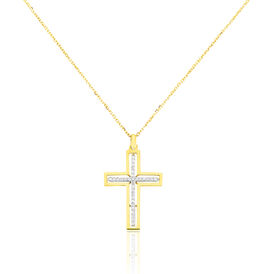 Damen Kette Gold 375 Diamant Kreuz - Ketten mit Stein Damen | OROVIVO
