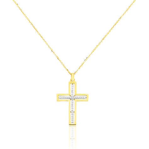 Damen Kette Gold 375 Diamant Kreuz - Halsketten Damen | OROVIVO