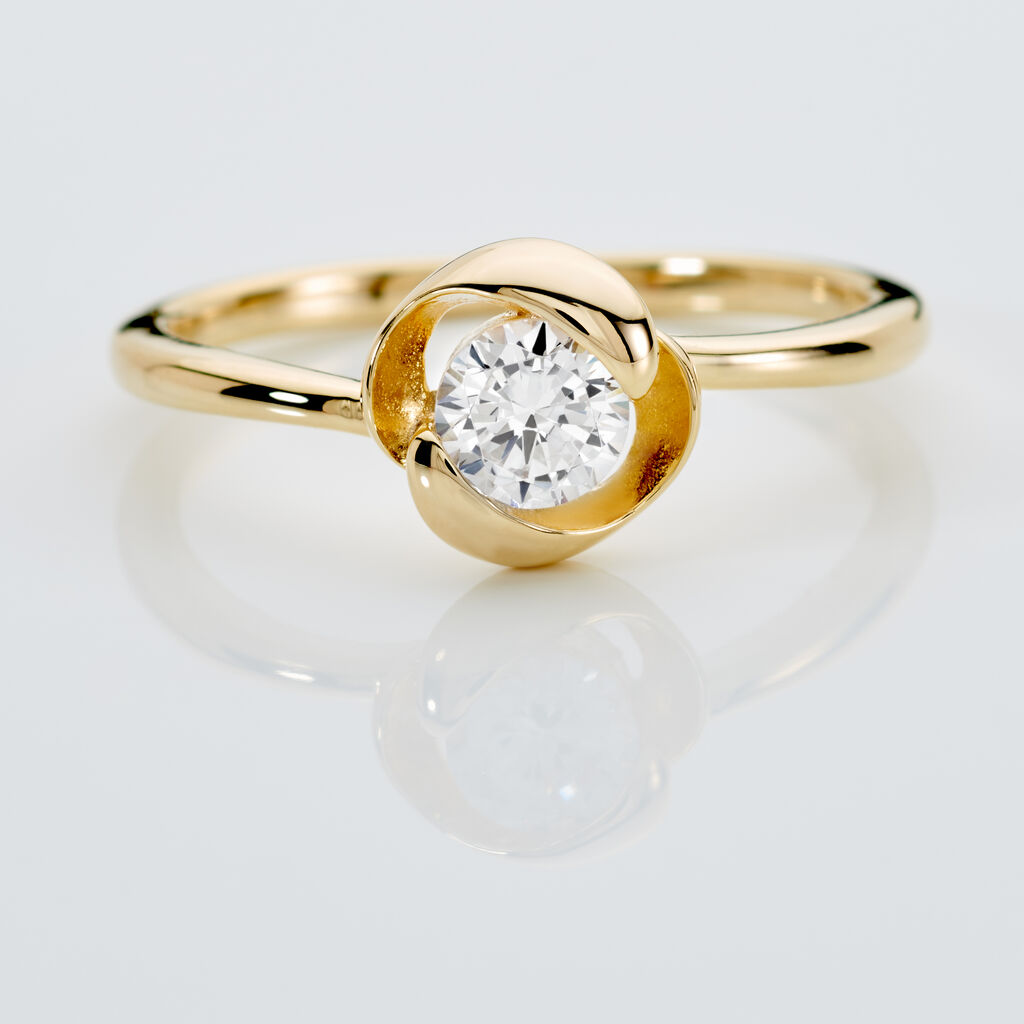 LUCY Damen Ring Silber vergoldet 925 Zirkonia Wei&szlig; 0,87 ct Blume