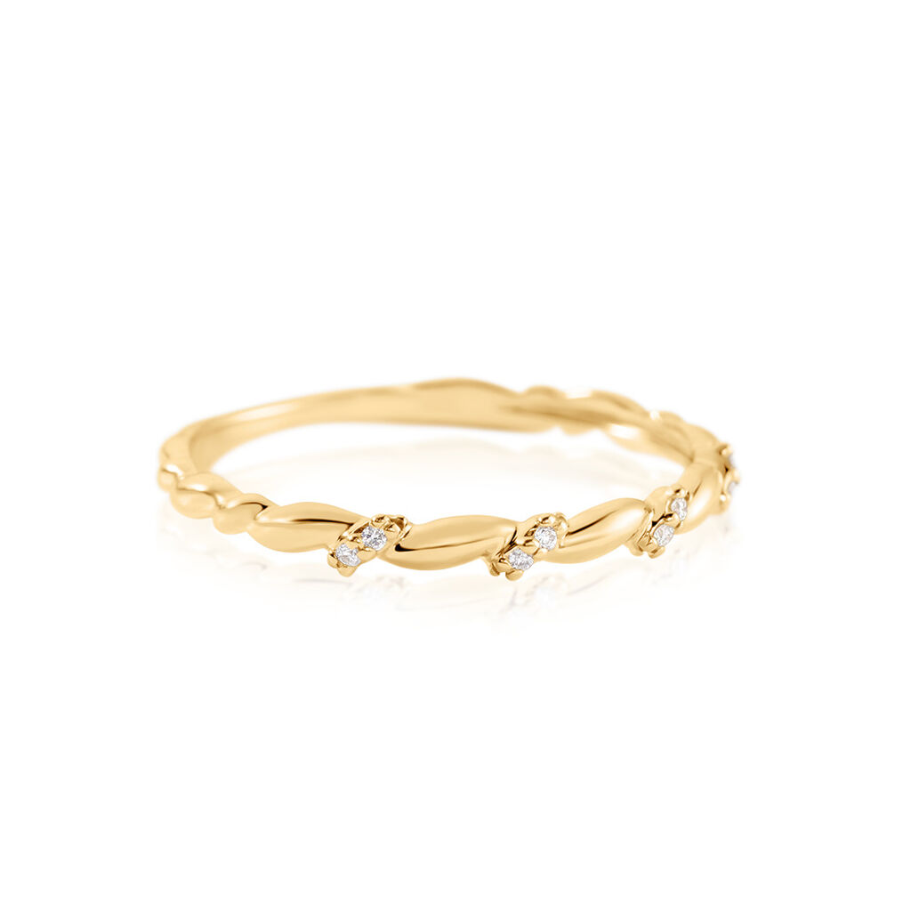VADA Damen Ring Gold 375 (9 Karat) Diamant Weiß 0,02 ct, Ring mit Stein